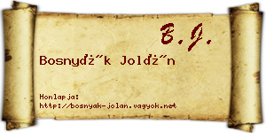 Bosnyák Jolán névjegykártya