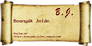 Bosnyák Jolán névjegykártya